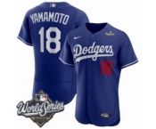 Men's Los Angeles Dodgers #18 Yoshinobu Yamamoto Royal 2025 World Series Limited Stitched Baseball Jersey