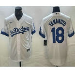 Men's Los Angeles Dodgers #18 Yoshinobu Yamamoto White 2021 City Connect Cool Base Stitched Jersey