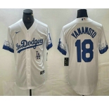 Men's Los Angeles Dodgers #18 Yoshinobu Yamamoto White 2021 City Connect Cool Base Stitched Jerseys