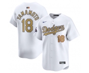 Men's Los Angeles Dodgers #18 Yoshinobu Yamamoto White 2025 Gold Collection Limited Stitched Baseball Jersey