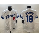 Men's Los Angeles Dodgers #18 Yoshinobu Yamamoto White City Connect Flex Base Stitched Baseball Jersey