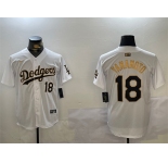 Men's Los Angeles Dodgers #18 Yoshinobu Yamamoto White Gold Home Limited Stitched Baseball Jersey