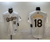 Men's Los Angeles Dodgers #18 Yoshinobu Yamamoto White Gold Home Limited Stitched Baseball Jersey