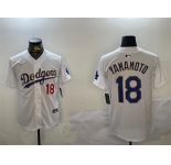 Men's Los Angeles Dodgers #18 Yoshinobu Yamamoto White Gold Home Limited Stitched Baseball Jerseys