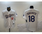 Men's Los Angeles Dodgers #18 Yoshinobu Yamamoto White Gold Home Limited Stitched Baseball Jerseys