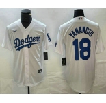 Men's Los Angeles Dodgers #18 Yoshinobu Yamamoto White Stitched Cool Base Nike Jersey