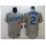 Men's Los Angeles Dodgers #2 Tommy Lasorda Nike Gray Jersey