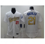 Men's Los Angeles Dodgers #21 Walker Buehl Olive Gold Authentic Jersey