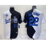 Mens Los Angeles Dodgers #22 Bad Bunny White Black Number 2022 Celebrity Softball Game Cool Base Jersey