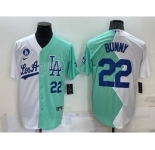 Mens Los Angeles Dodgers #22 Bad Bunny White Green 2022 All Star Cool Base Stitched Baseball Jersey