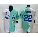 Men's Los Angeles Dodgers #22 Bad Bunny White Green 2022 All Star Cool Base Stitched Baseball Jerseys
