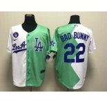 Men's Los Angeles Dodgers #22 Bad Bunny White Green 2022 Celebrity Softball Game Cool Base Jersey
