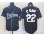 Men's Los Angeles Dodgers #22 Clayton Kershaw Black Cool Base Stitched Baseball Jersey1