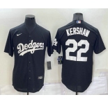 Men's Los Angeles Dodgers #22 Clayton Kershaw Black Turn Back The Clock Stitched Cool Base Jersey