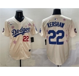 Men's Los Angeles Dodgers #22 Clayton Kershaw Cream 2025 Tokyo Series Limited Stitched Baseball Jersey