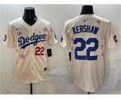 Men's Los Angeles Dodgers #22 Clayton Kershaw Cream 2025 Tokyo Series Limited Stitched Baseball Jersey