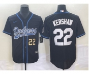 Men's Los Angeles Dodgers #22 Clayton Kershaw Number Black Cool Base Stitched Baseball Jersey