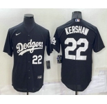 Men's Los Angeles Dodgers #22 Clayton Kershaw Number Black Turn Back The Clock Stitched Cool Base Jersey