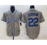 Men's Los Angeles Dodgers #22 Clayton Kershaw Number Grey Cool Base Stitched Baseball Jersey