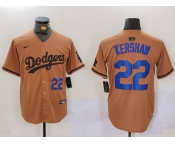 Men's Los Angeles Dodgers #22 Clayton Kershaw Number Olive Cool Base Limited Stitched Jerseys