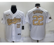 Men's Los Angeles Dodgers #22 Clayton Kershaw Number White 2022 All Star Stitched Cool Base Nike Jersey