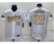 Men's Los Angeles Dodgers #22 Clayton Kershaw Number White 2022 All Star Stitched Flex Base Nike Jersey