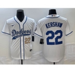 Men's Los Angeles Dodgers #22 Clayton Kershaw Number White Cool Base Stitched Baseball Jersey