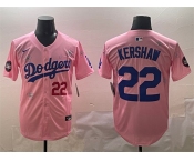 Men's Los Angeles Dodgers #22 Clayton Kershaw Pink 2025 Tokyo Series Limited Stitched Baseball Jersey