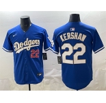 Men's Los Angeles Dodgers #22 Clayton Kershaw Royal Limited Stitched Baseball Jersey