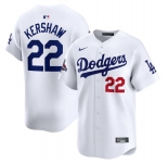 Men's Los Angeles Dodgers #22 Clayton Kershaw White 2024 World Series Champions Home Limited Stitched Baseball Jersey