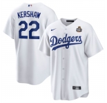 Men's Los Angeles Dodgers #22 Clayton Kershaw White 2024 World Series Cool Base Stitched Baseball Jersey