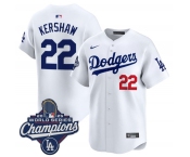 Men's Los Angeles Dodgers #22 Clayton Kershaw White 2025 Champions Stitched Baseball Jersey