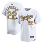 Men's Los Angeles Dodgers #22 Clayton Kershaw White 2025 Gold Collection Limited Stitched Baseball Jersey