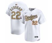 Men's Los Angeles Dodgers #22 Clayton Kershaw White 2025 Gold Collection Limited Stitched Baseball Jersey