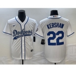 Men's Los Angeles Dodgers #22 Clayton Kershaw White Cool Base Stitched Baseball Jersey1