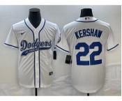 Men's Los Angeles Dodgers #22 Clayton Kershaw White Cool Base Stitched Baseball Jersey1