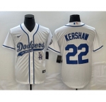 Men's Los Angeles Dodgers #22 Clayton Kershaw White Cool Base Stitched Baseball Jersey