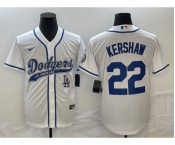 Men's Los Angeles Dodgers #22 Clayton Kershaw White Cool Base Stitched Baseball Jersey