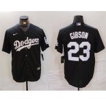 Men's Los Angeles Dodgers #23 Kirk Gibson Black Cool Base Stitched Baseball Jersey
