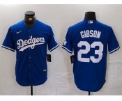 Men's Los Angeles Dodgers #23 Kirk Gibson Blue Cool Base Stitched Baseball Jersey