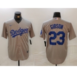 Men's Los Angeles Dodgers #23 Kirk Gibson Grey Cool Base Stitched Jersey
