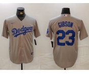 Men's Los Angeles Dodgers #23 Kirk Gibson Grey Cool Base Stitched Jersey
