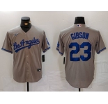 Men's Los Angeles Dodgers #23 Kirk Gibson Grey With los Cool Base Stitched Jersey