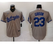 Men's Los Angeles Dodgers #23 Kirk Gibson Grey With los Cool Base Stitched Jersey