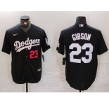 Men's Los Angeles Dodgers #23 Kirk Gibson Number Black Cool Base Stitched Jersey