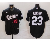 Men's Los Angeles Dodgers #23 Kirk Gibson Number Black Cool Base Stitched Jersey