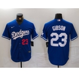 Men's Los Angeles Dodgers #23 Kirk Gibson Number Blue Cool Base Stitched Jersey