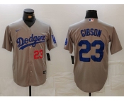 Men's Los Angeles Dodgers #23 Kirk Gibson Number Grey Cool Base Stitched Jersey