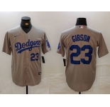 Men's Los Angeles Dodgers #23 Kirk Gibson Number Grey Cool Base Stitched Jerseys