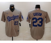 Men's Los Angeles Dodgers #23 Kirk Gibson Number Grey Cool Base Stitched Jerseys